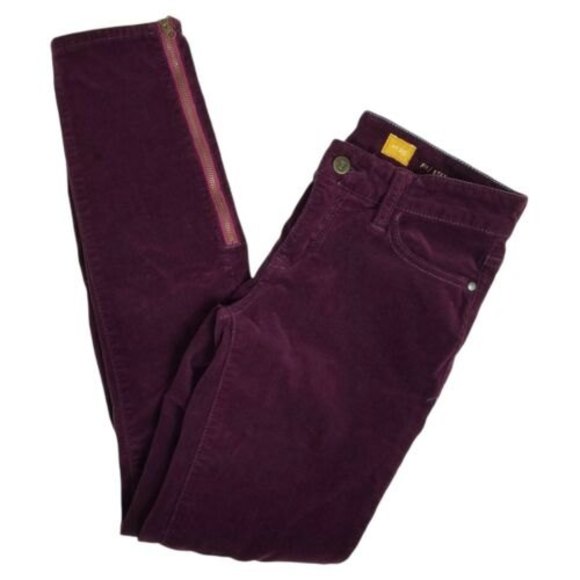 Pilcro and The Letterpress Stet Skinny Zipper Ankle Sz 25 Plum Corduroy Pants - Picture 1 of 12